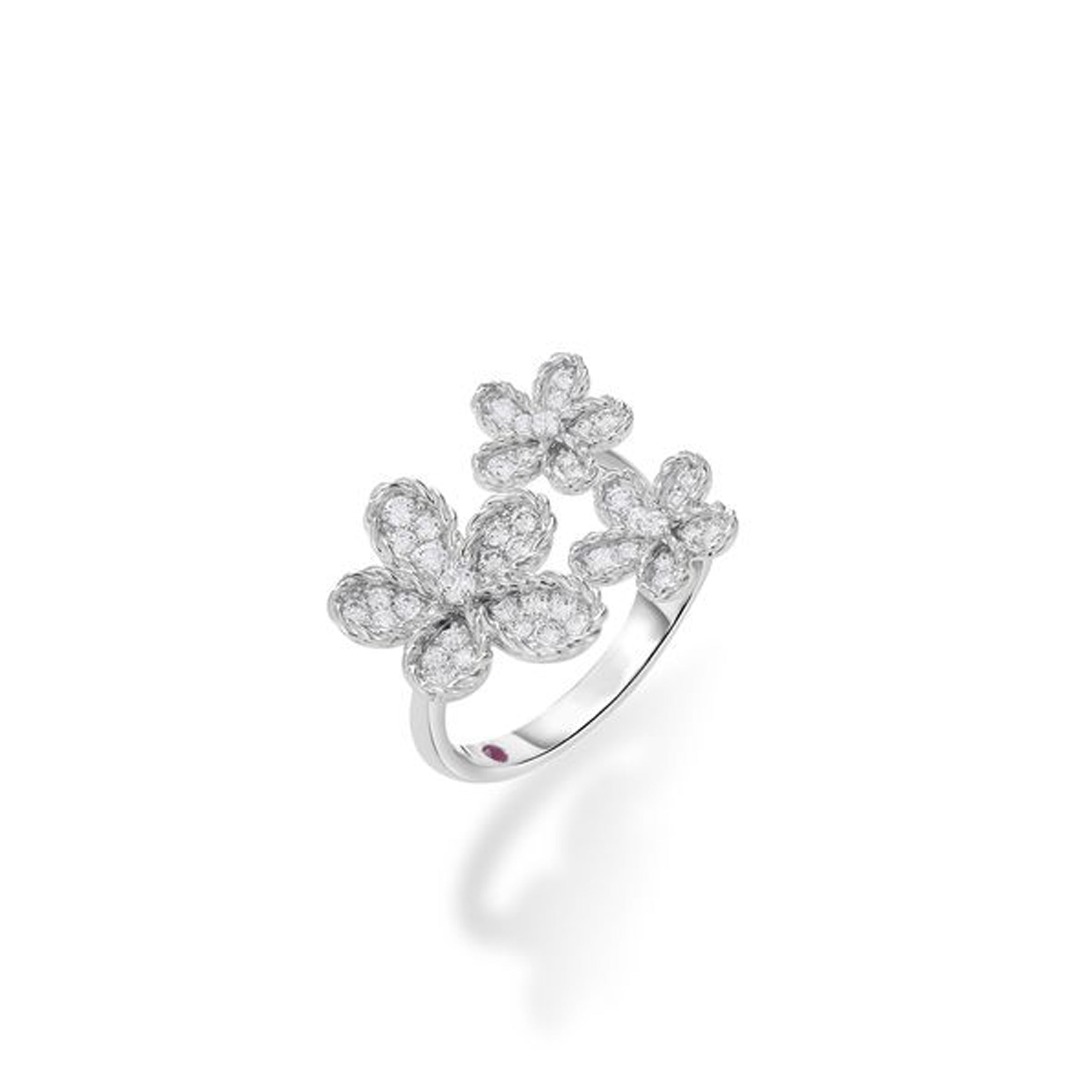 Roberto Coin 18K White Gold Diamond Multi Flower Ring