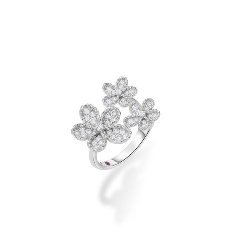 Roberto Coin 18K White Gold Diamond Multi Flower Ring