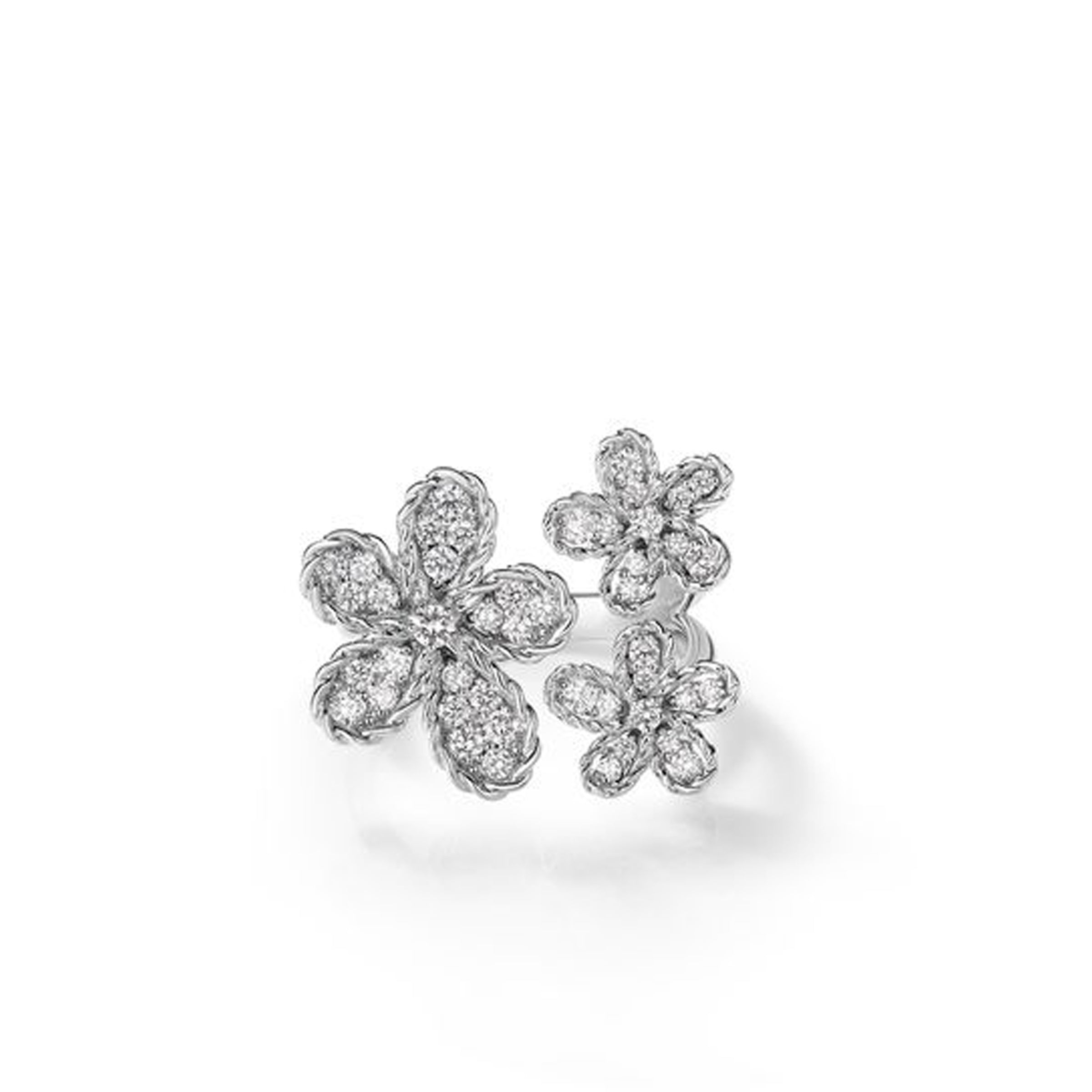 Roberto Coin 18K White Gold Diamond Multi Flower Ring