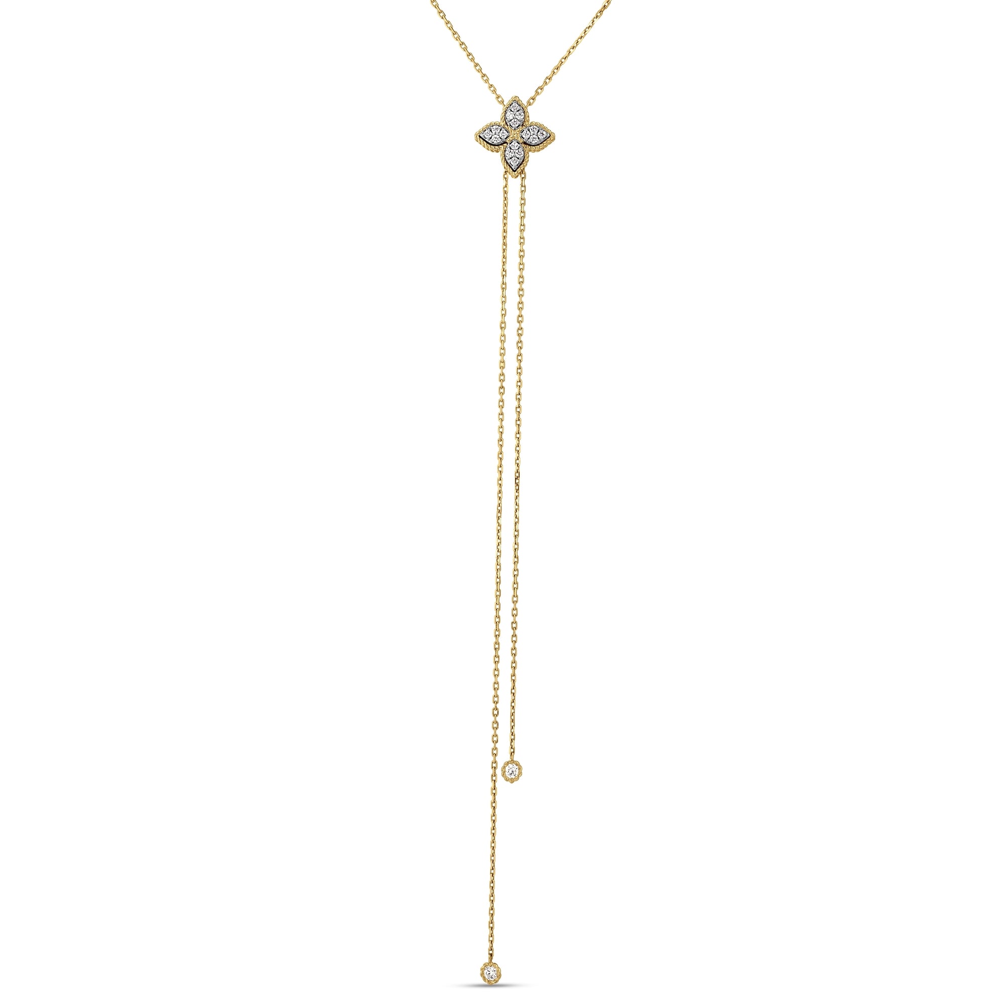 Roberto Coin 18K Yellow Gold Princess Flower Diamond Lariat Necklace