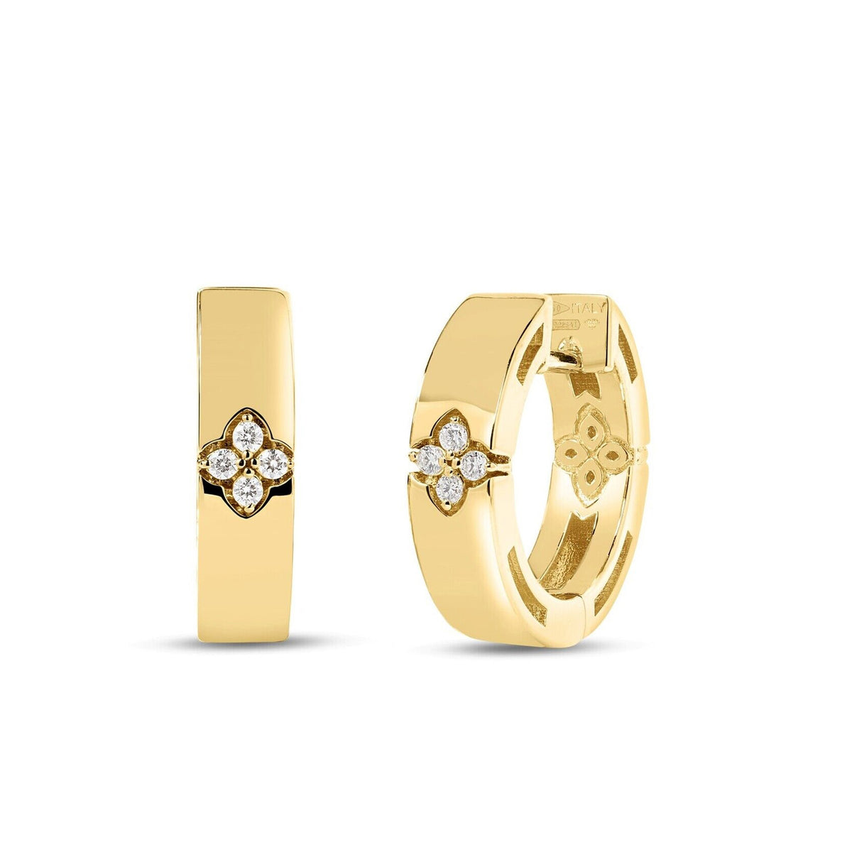 Roberto Coin 18K Yellow Gold Love In Verona Diamond Hoop Earrings - NAGI