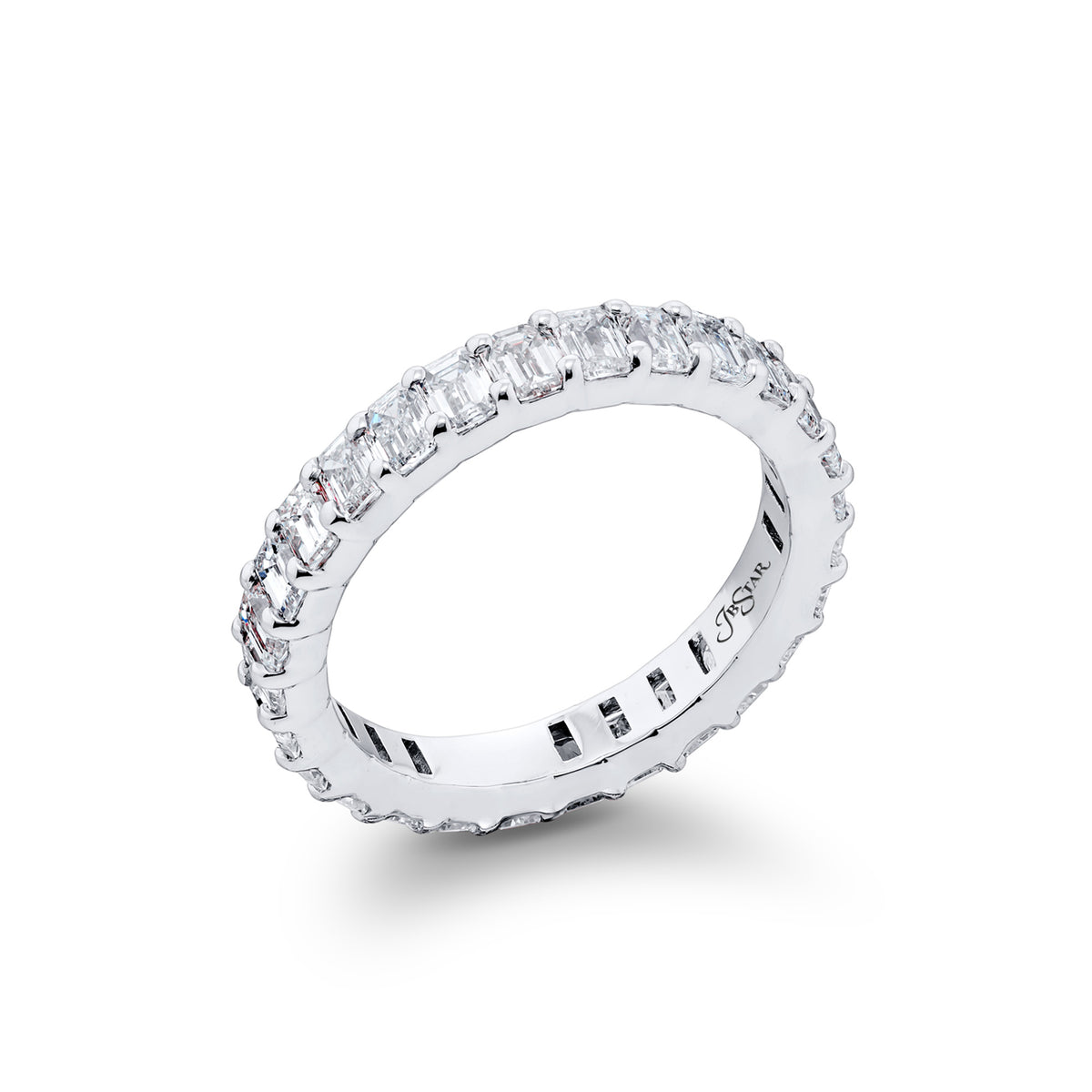 JB Star Platinum Eternity Shared Prong Emerald Cut Diamond Band - NAGI
