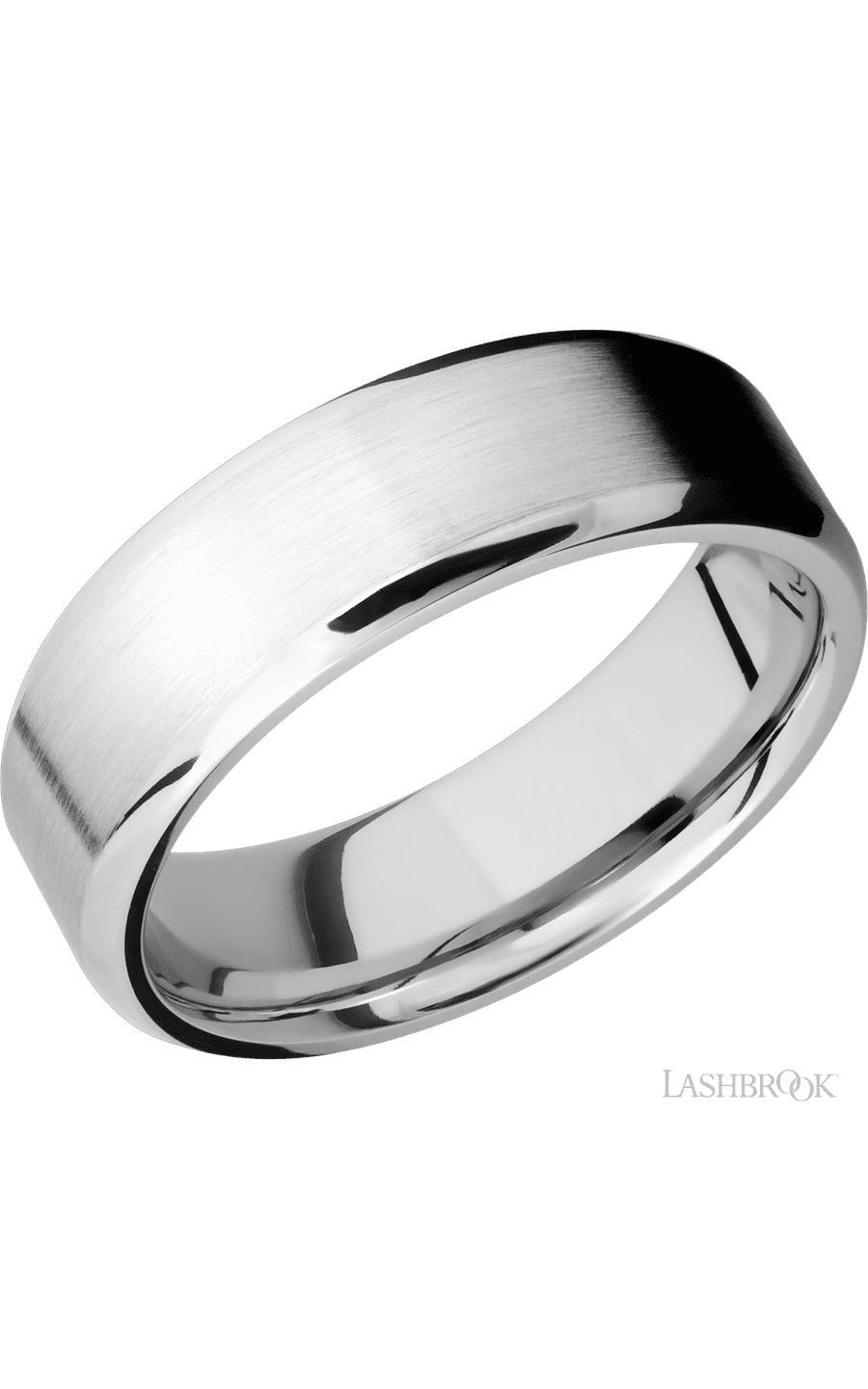 7 mm wide Beveled 14K White Gold band img1