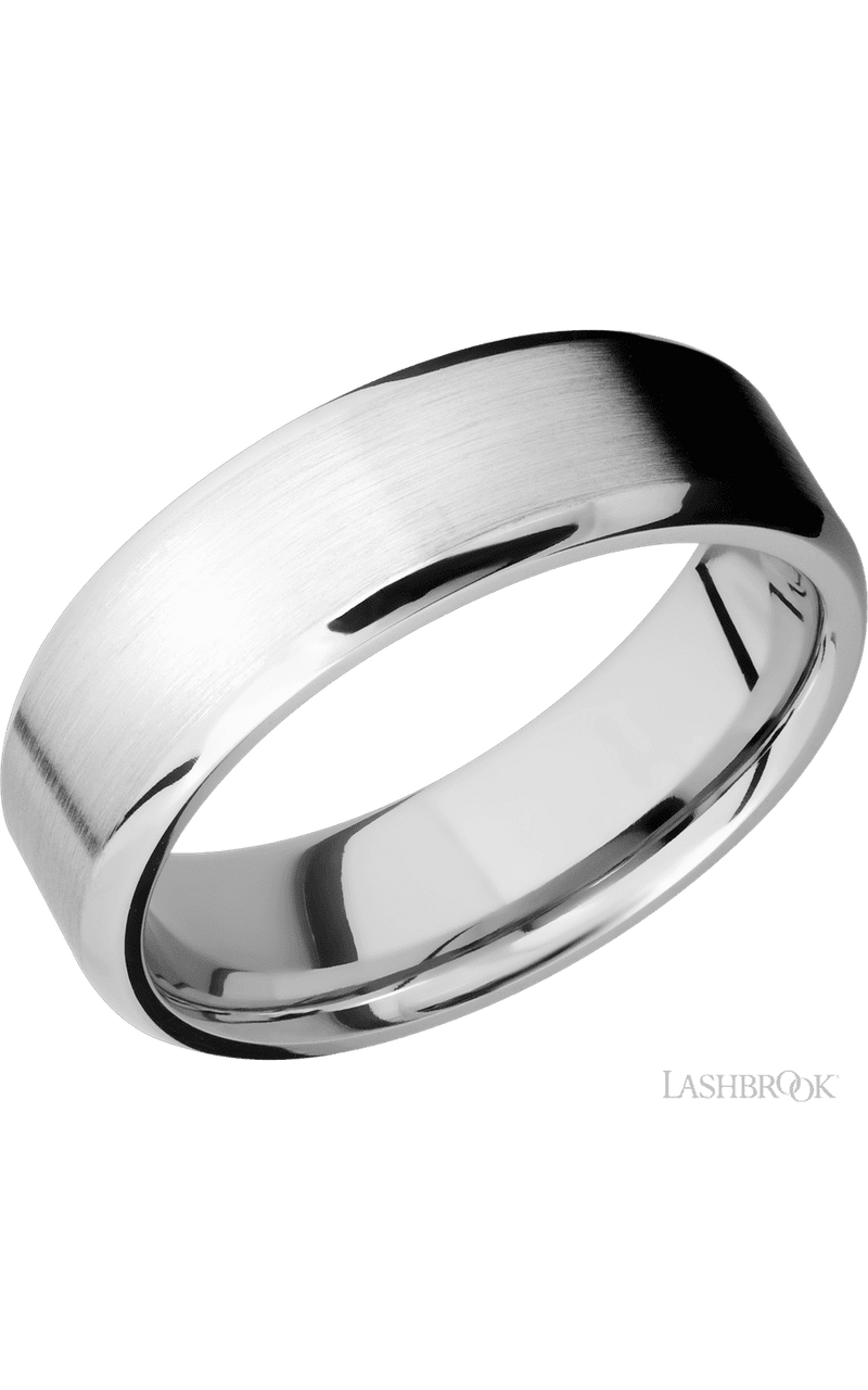 7 mm wide Beveled 14K White Gold band img1