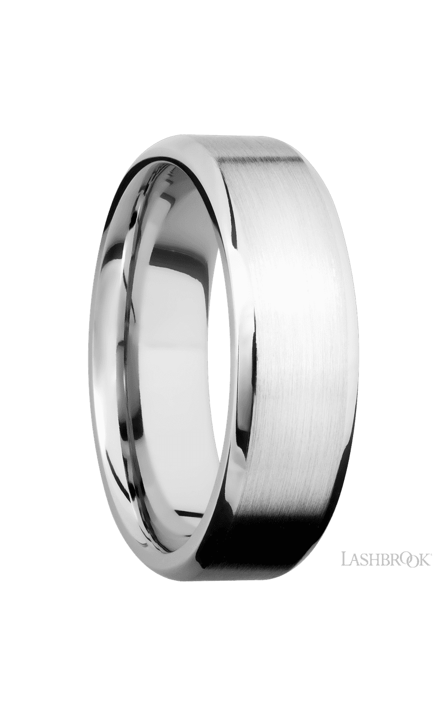 7 mm wide Beveled 14K White Gold band img2