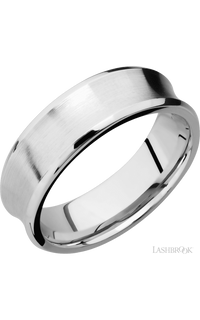 7 mm wide Concave Bevel 14K White Gold band img1