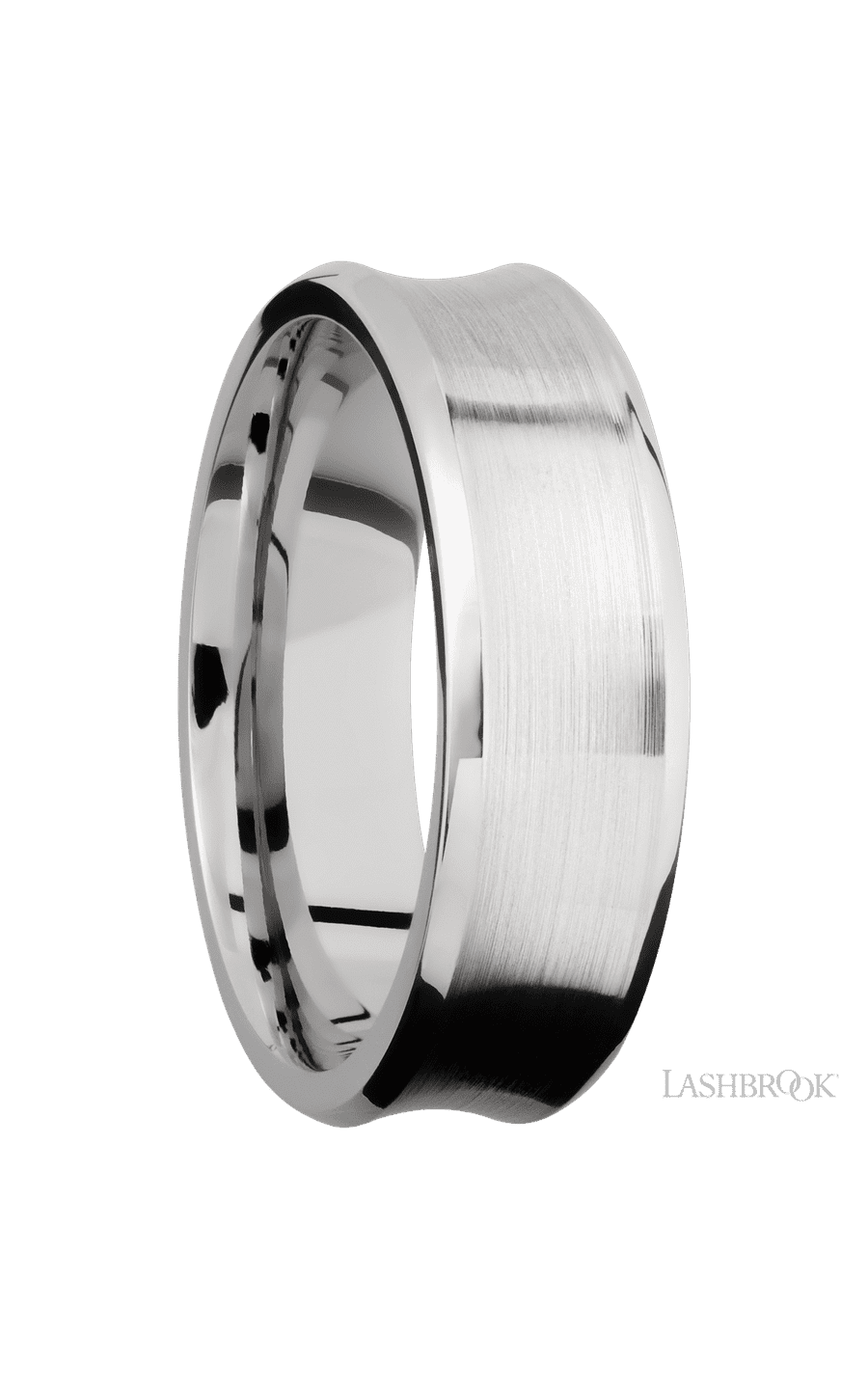 7 mm wide Concave Bevel 14K White Gold band img2