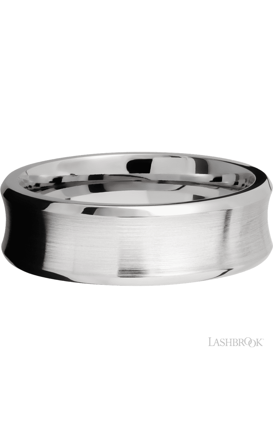 7 mm wide Concave Bevel 14K White Gold band img3