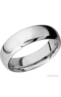 7 mm wide Domed Bevel 14K White Gold band img1