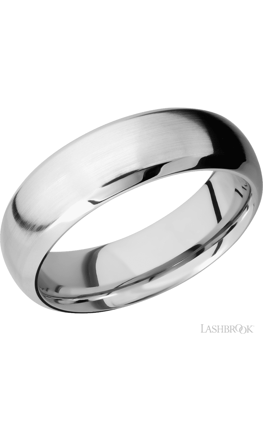 7 mm wide Domed Bevel 14K White Gold band img1