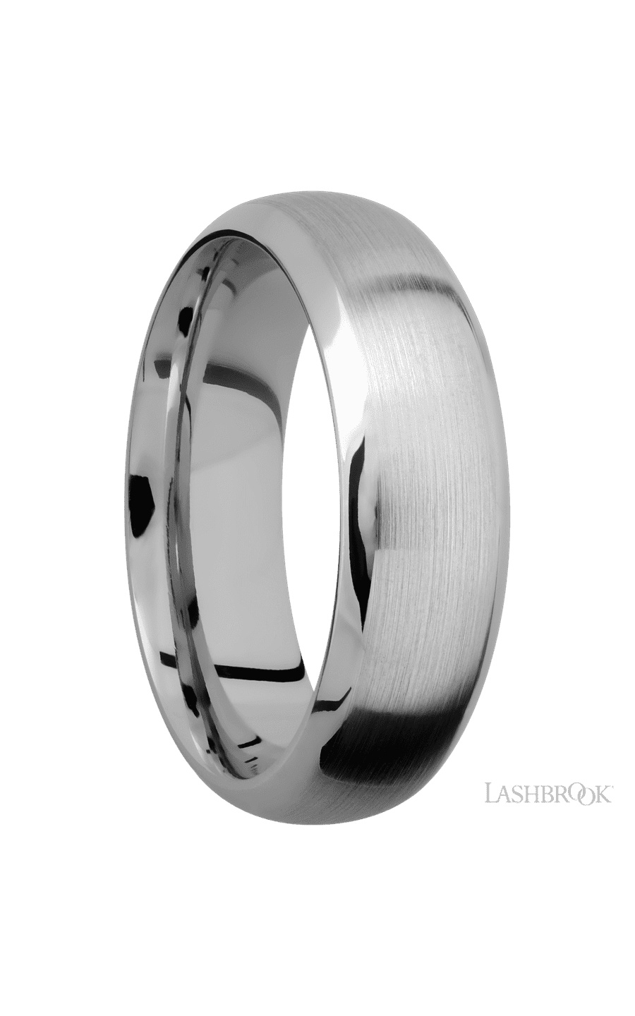 7 mm wide Domed Bevel 14K White Gold band img2