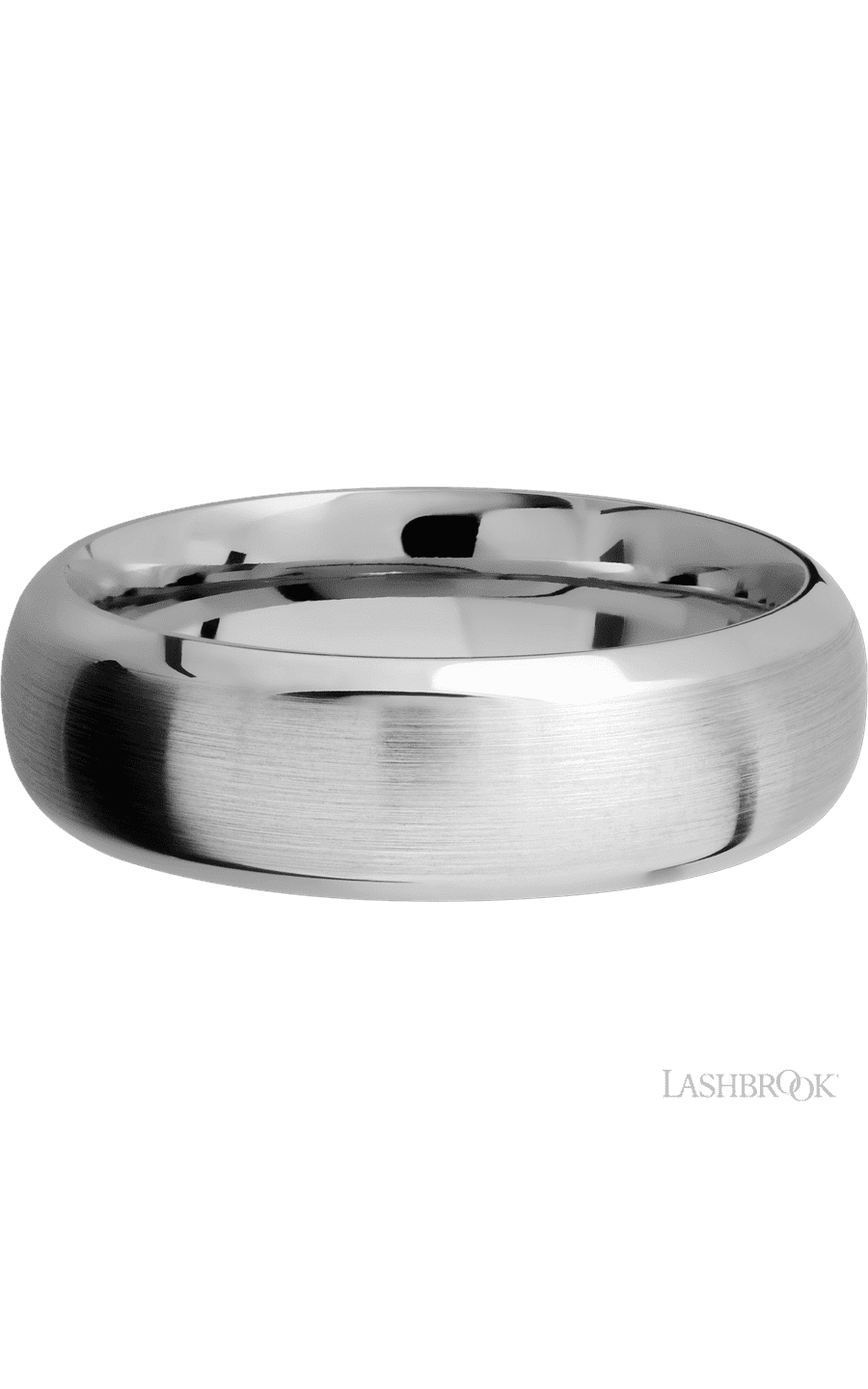 7 mm wide Domed Bevel 14K White Gold band img3