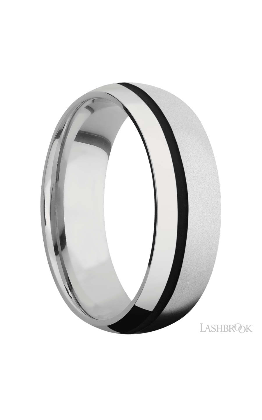 7 mm wide/Domed/Cobalt Chrome band with one 1 mm Off Center inlay of Black img2