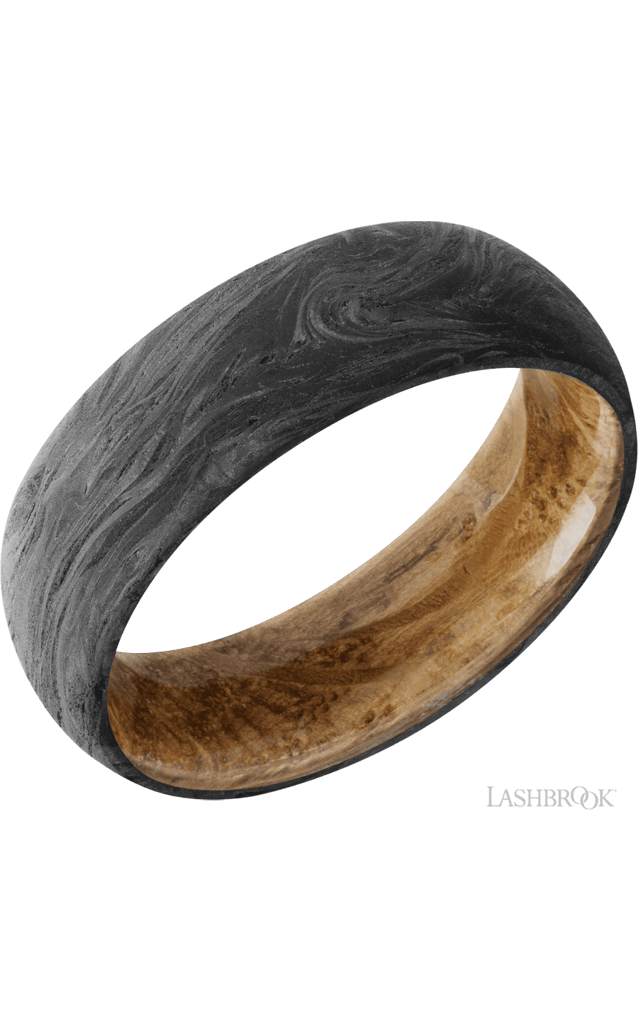 7 mm wide Domed Forged Carbon Fiber band featuring a Whiskey Barrel sleeve img1
