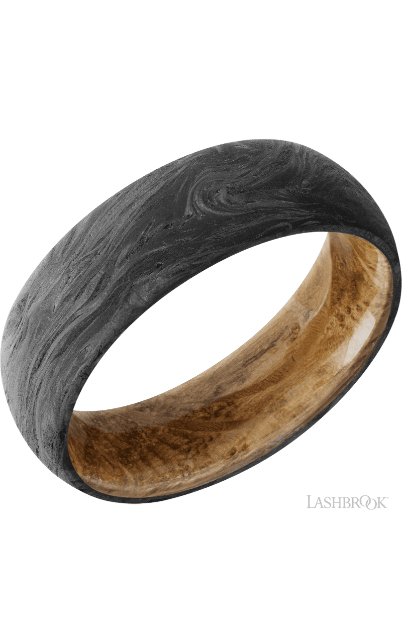 7 mm wide Domed Forged Carbon Fiber band featuring a Whiskey Barrel sleeve img1