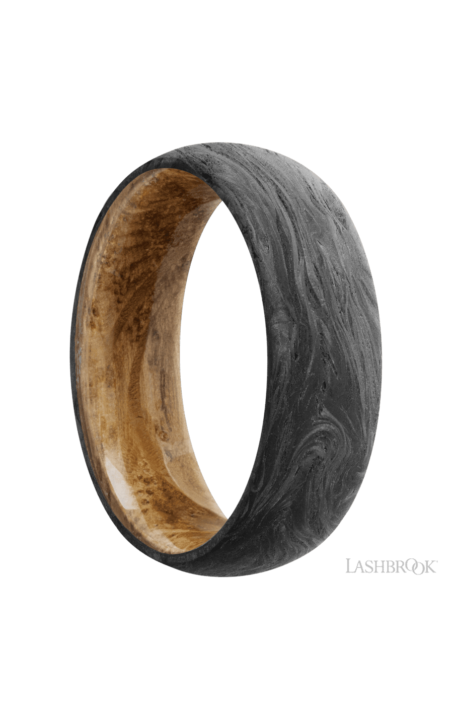 7 mm wide Domed Forged Carbon Fiber band featuring a Whiskey Barrel sleeve img2