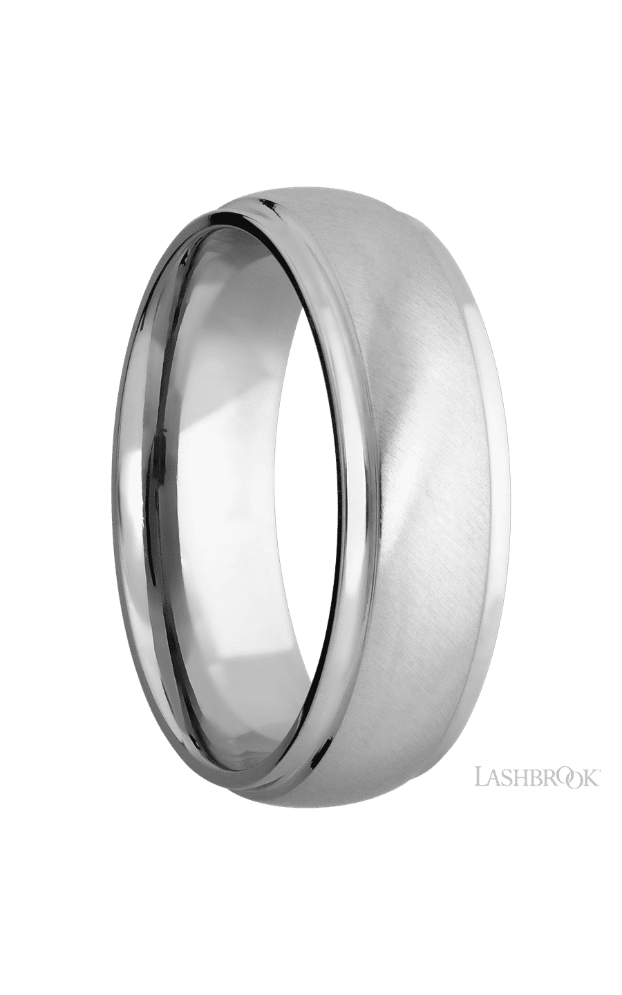 7 mm wide Domed Stepped Down Edges 14K White Gold band img2