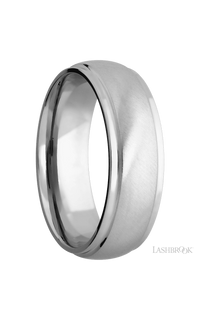 7 mm wide Domed Stepped Down Edges 14K White Gold band img2