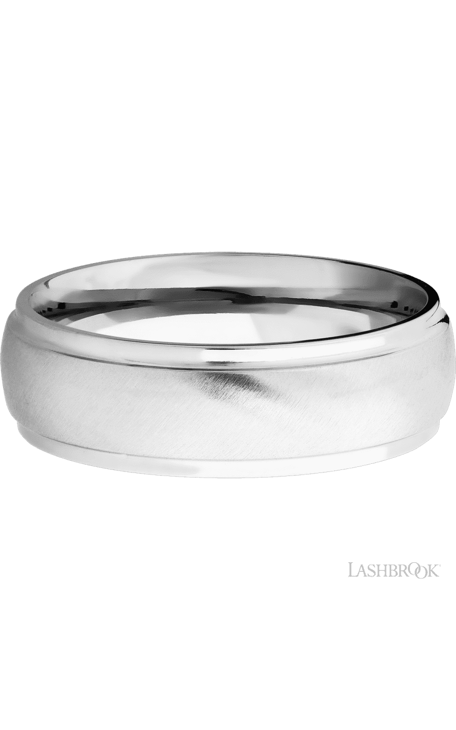 7 mm wide Domed Stepped Down Edges 14K White Gold band img3