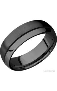 7 mm wide/Domed/Zirconium band with one 0.5 mm Off Center inlay of Black img1