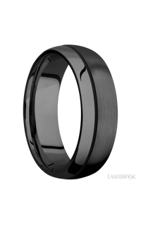 7 mm wide/Domed/Zirconium band with one 0.5 mm Off Center inlay of Black img2