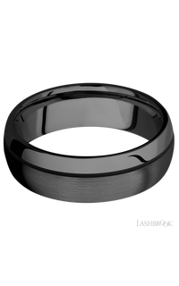 7 mm wide/Domed/Zirconium band with one 0.5 mm Off Center inlay of Black img3