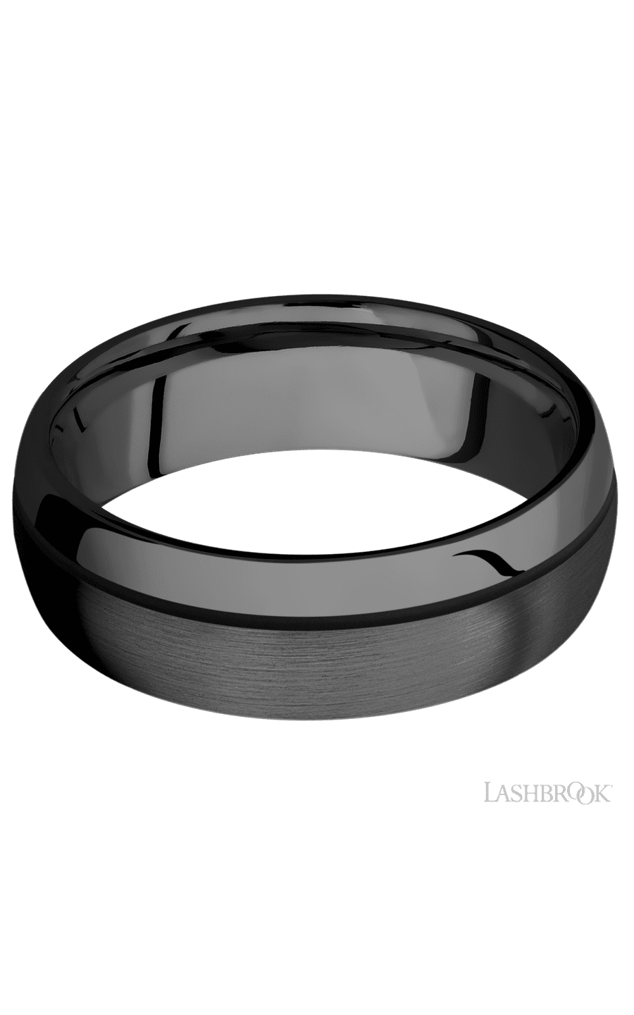 7 mm wide/Domed/Zirconium band with one 0.5 mm Off Center inlay of Black img3