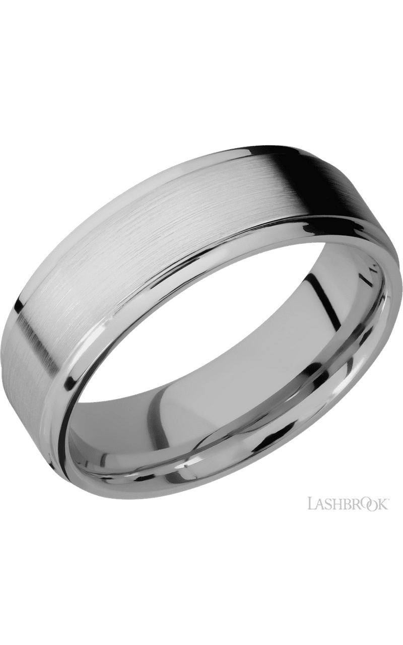 7 mm wide Flat Grooved Edges Titanium band img1