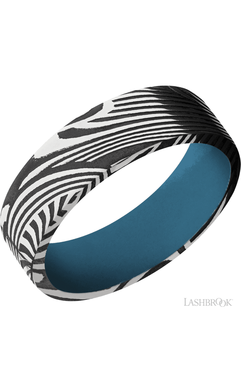 7 mm wide Flat Sunset band featuring a Royal Blue sleeve img1