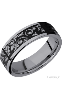 7 mm wide/Flat/Tantalum band with a laser carved Western Scroll pattern img1