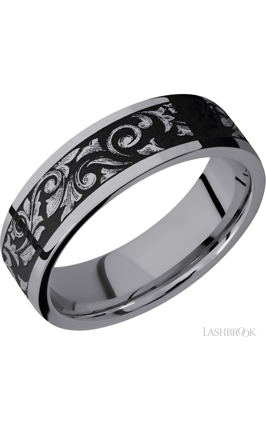 7 mm wide/Flat/Tantalum band with a laser carved Western Scroll pattern img1
