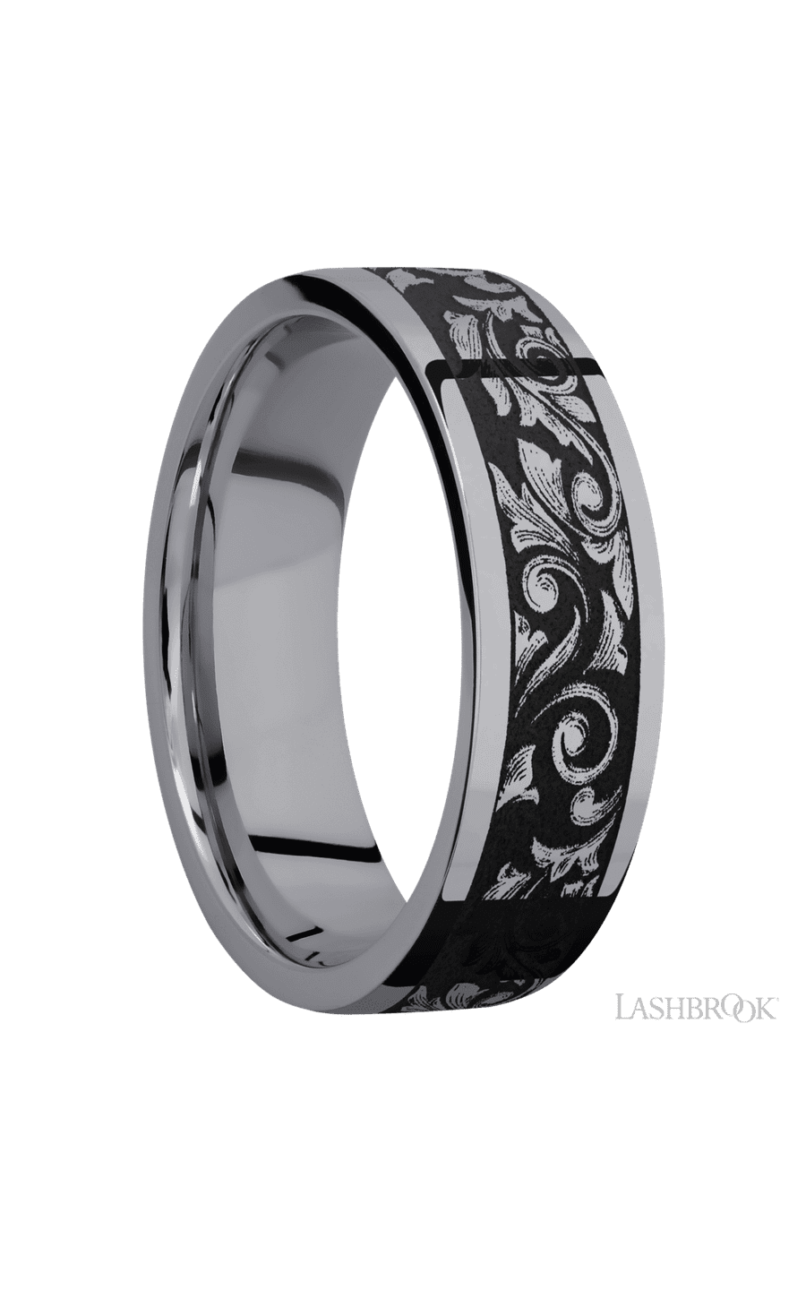 7 mm wide/Flat/Tantalum band with a laser carved Western Scroll pattern img2