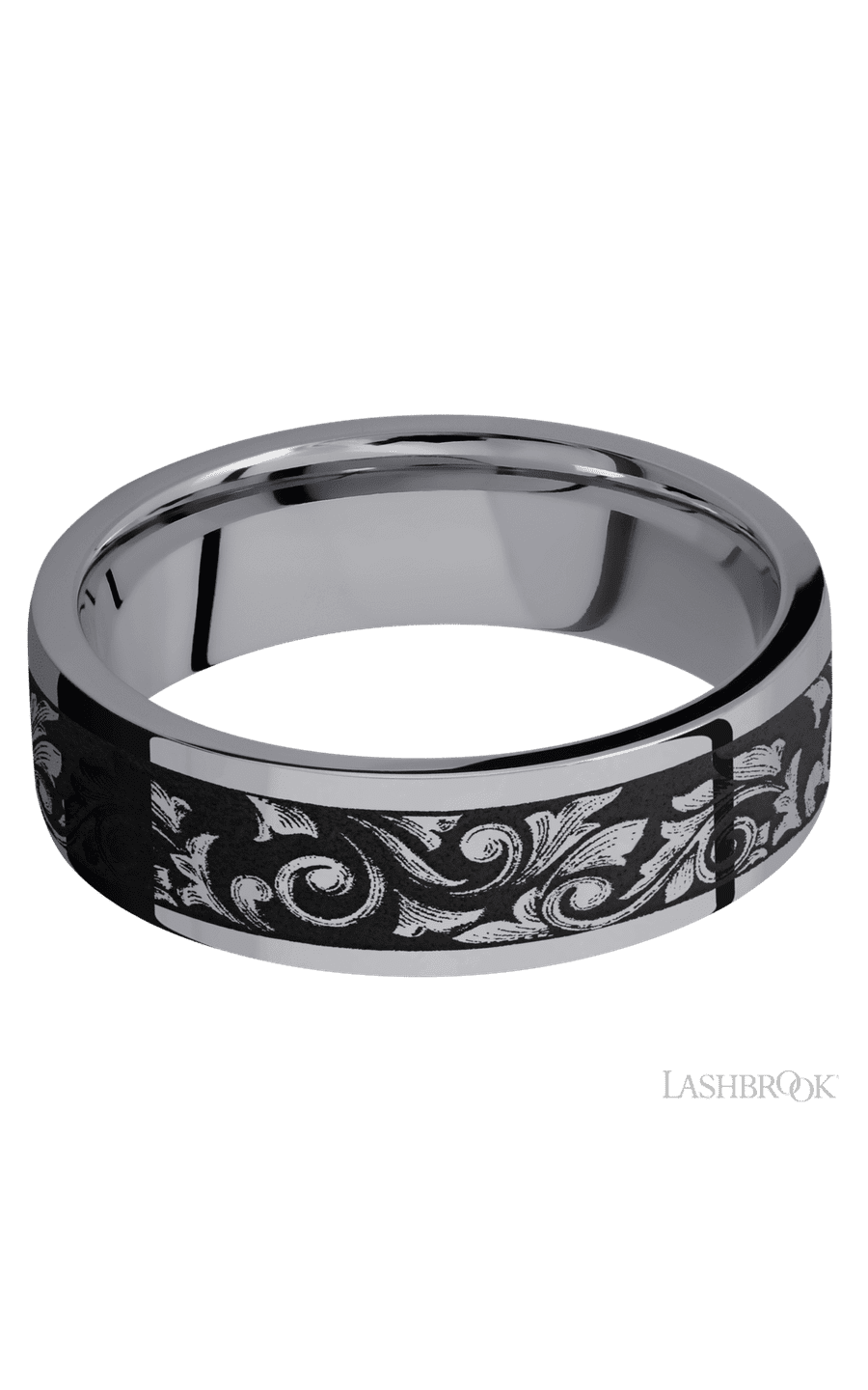 7 mm wide/Flat/Tantalum band with a laser carved Western Scroll pattern img3