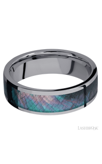 7 mm wide/Flat/Tantalum band with one 5 mm Centered inlay of Black Mother of Pearl img3