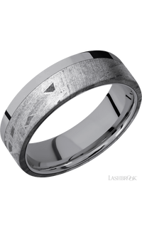 7 mm wide/Flat/Tantalum band with one 5 mm Off Center Edge inlay of Meteorite img1