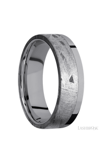 7 mm wide/Flat/Tantalum band with one 5 mm Off Center Edge inlay of Meteorite img2