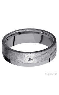 7 mm wide/Flat/Tantalum band with one 5 mm Off Center Edge inlay of Meteorite img3
