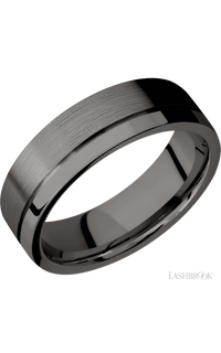 7 mm wide Flat with Off Center Accent Groove Tantalum Noir band img1
