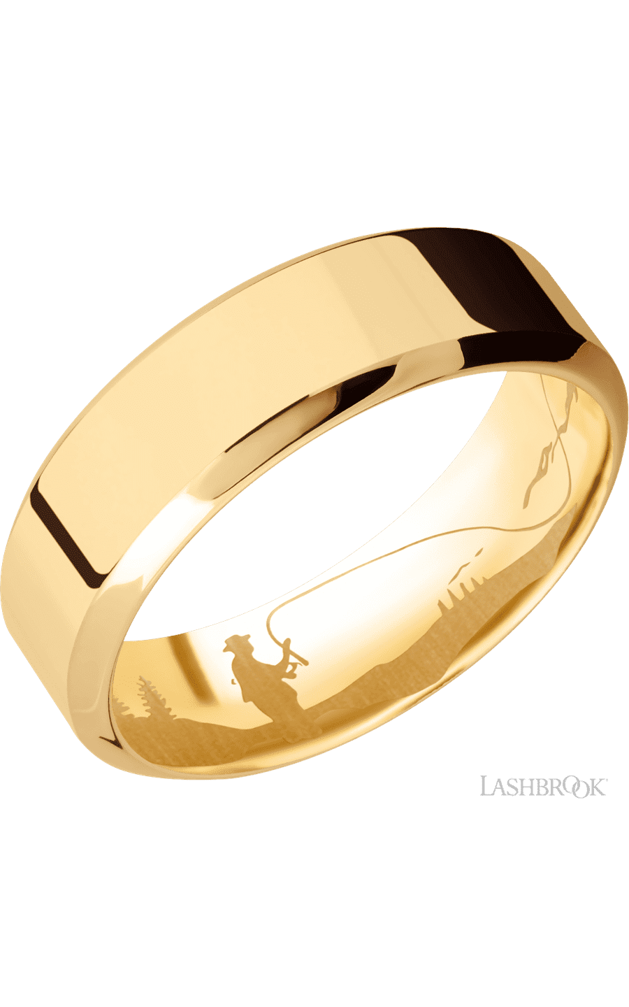7 mm wide High Bevel 14K Yellow Gold band img1