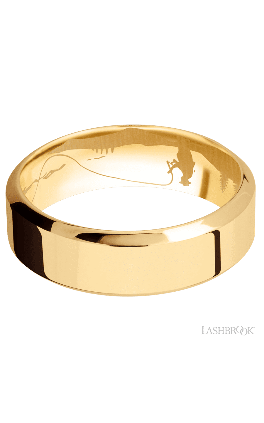 7 mm wide High Bevel 14K Yellow Gold band img3