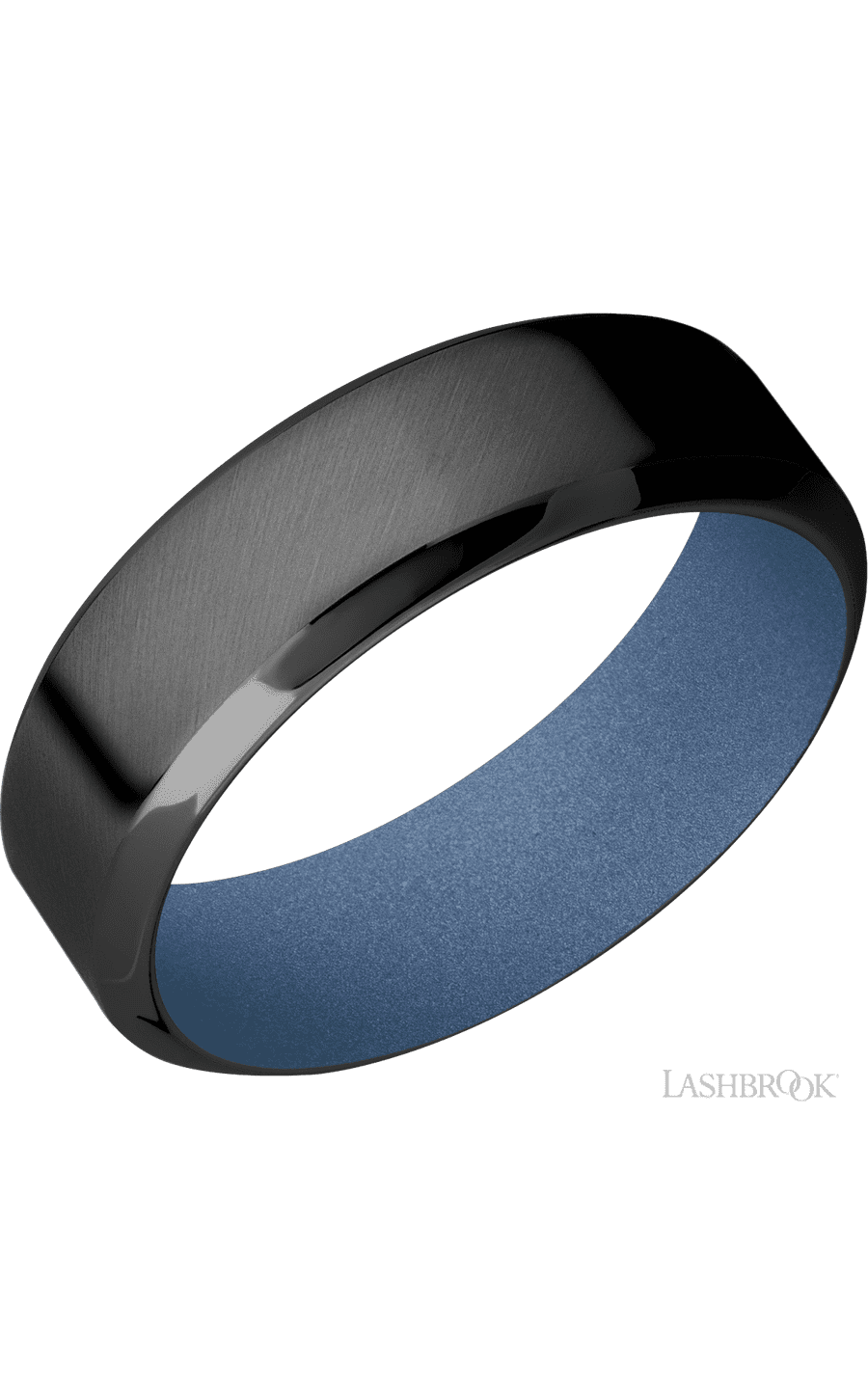 7 mm wide High Bevel Zirconium band featuring a Crushed Orchid sleeve img1