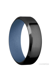 7 mm wide High Bevel Zirconium band featuring a Crushed Orchid sleeve img2