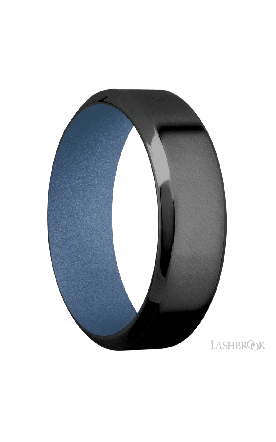 7 mm wide High Bevel Zirconium band featuring a Crushed Orchid sleeve img2