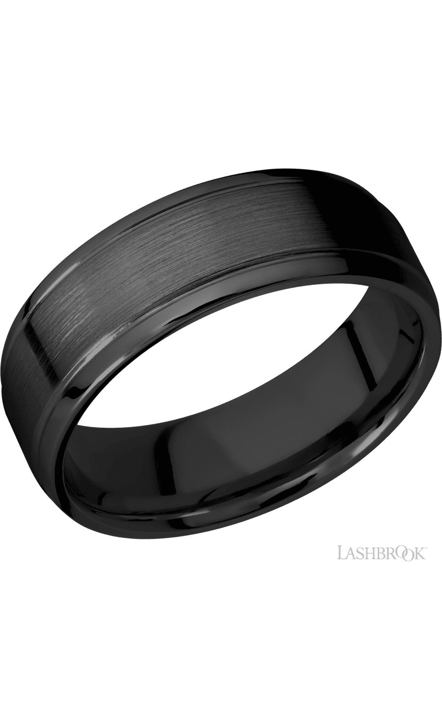 7 mm wide Stepped Bevel Zirconium band img1