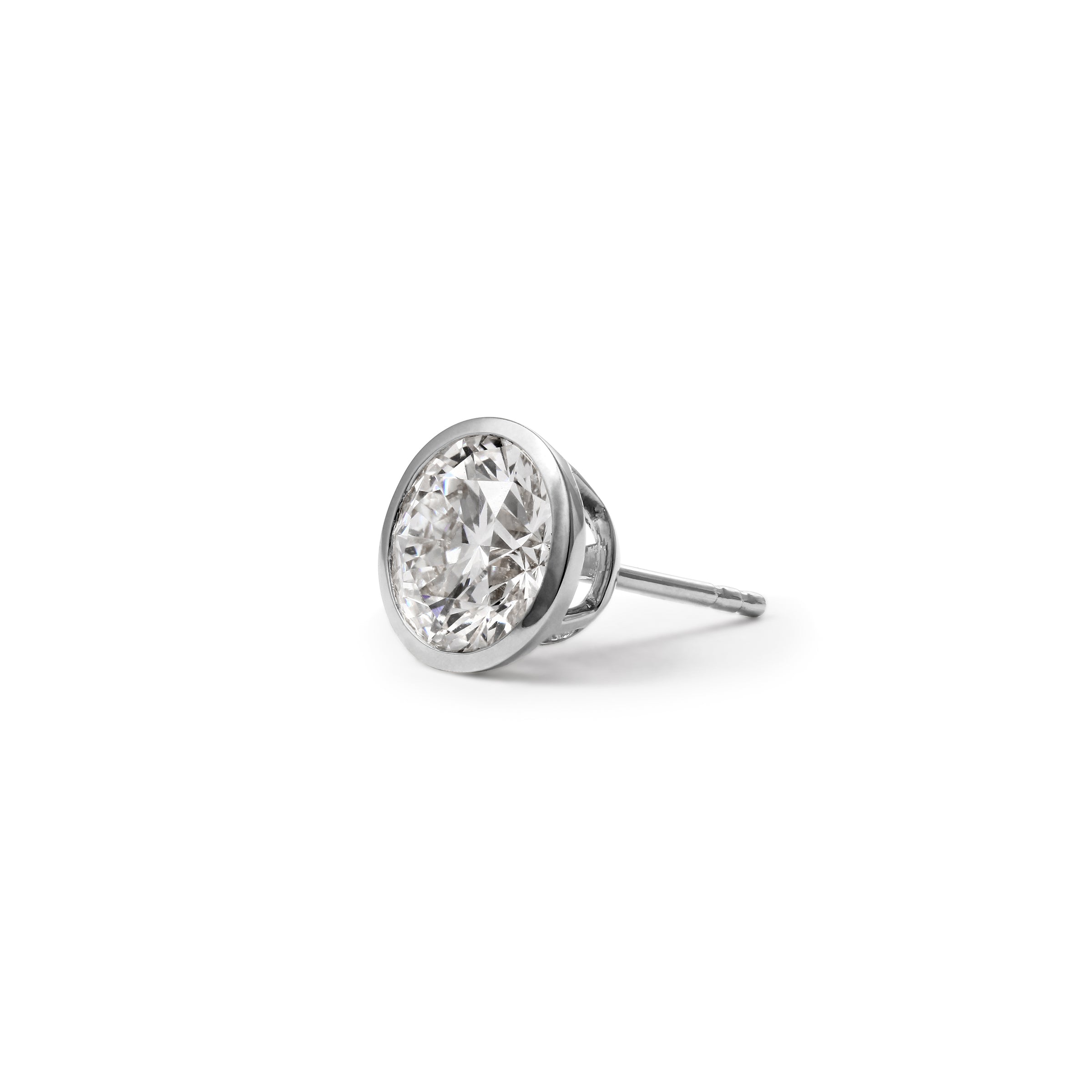 18K White Gold Bezel Set Lab-Grown Diamond Stud Earrings