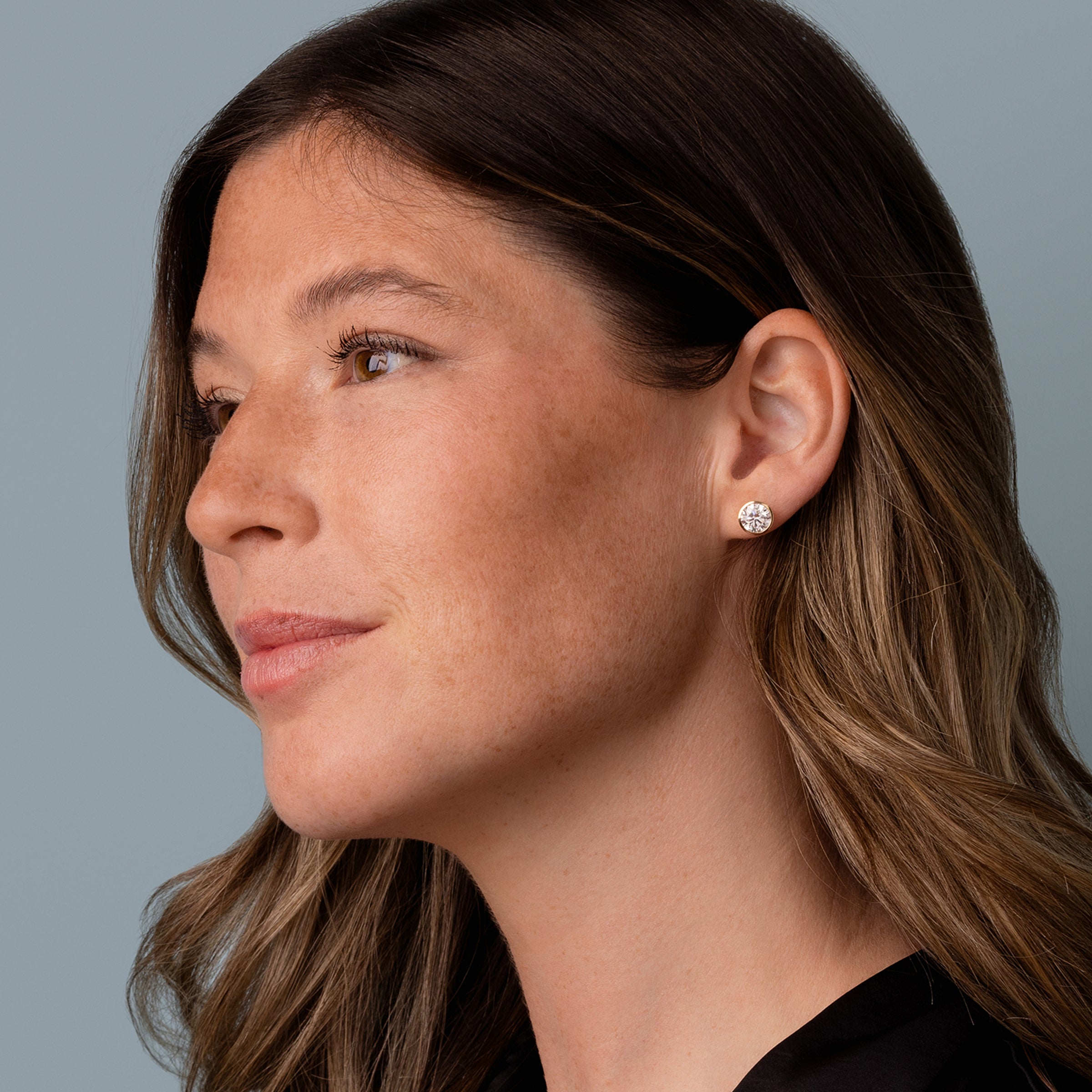 18K White Gold Bezel Set Lab-Grown Diamond Stud Earrings