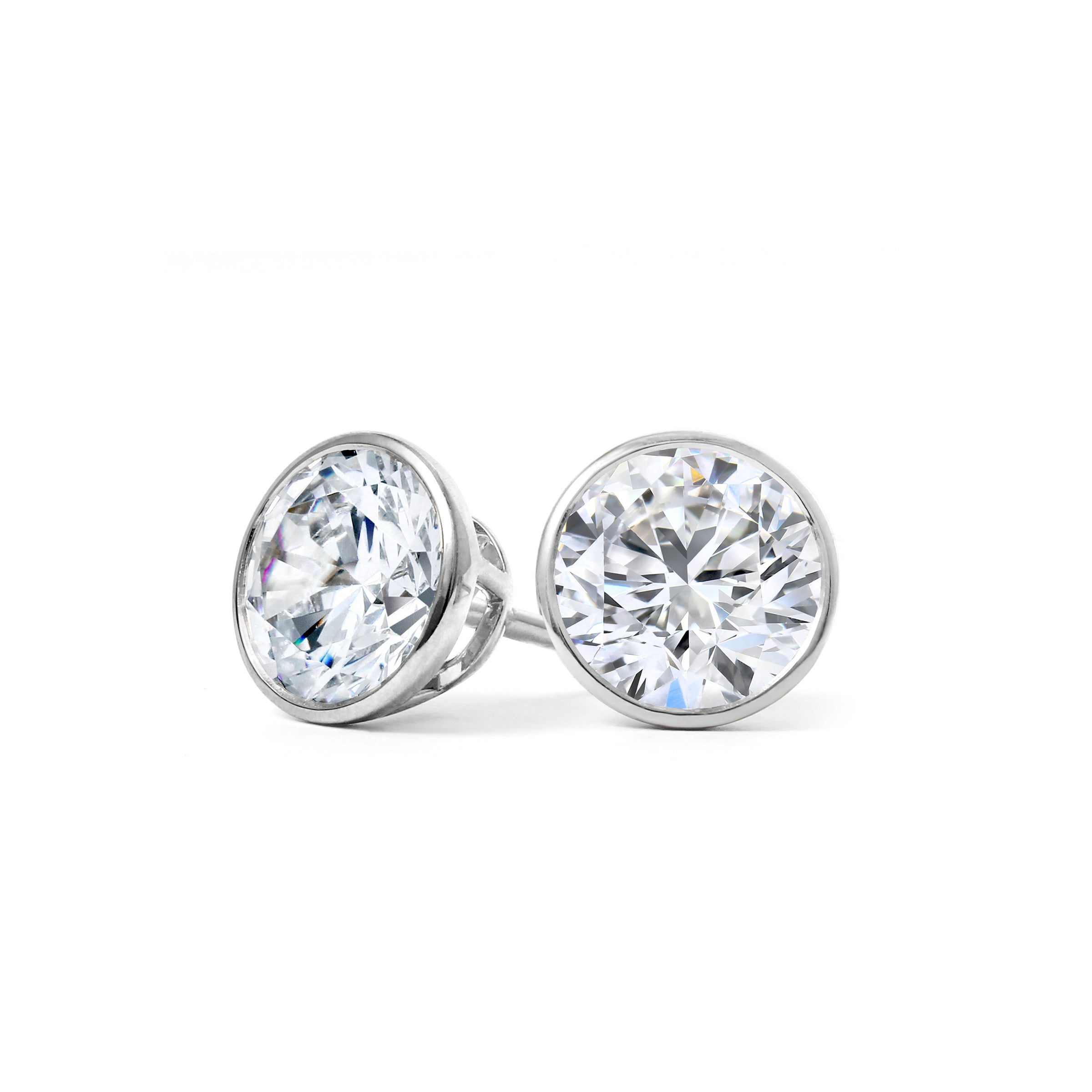 18K White Gold Bezel Set Lab-Grown Diamond Stud Earrings