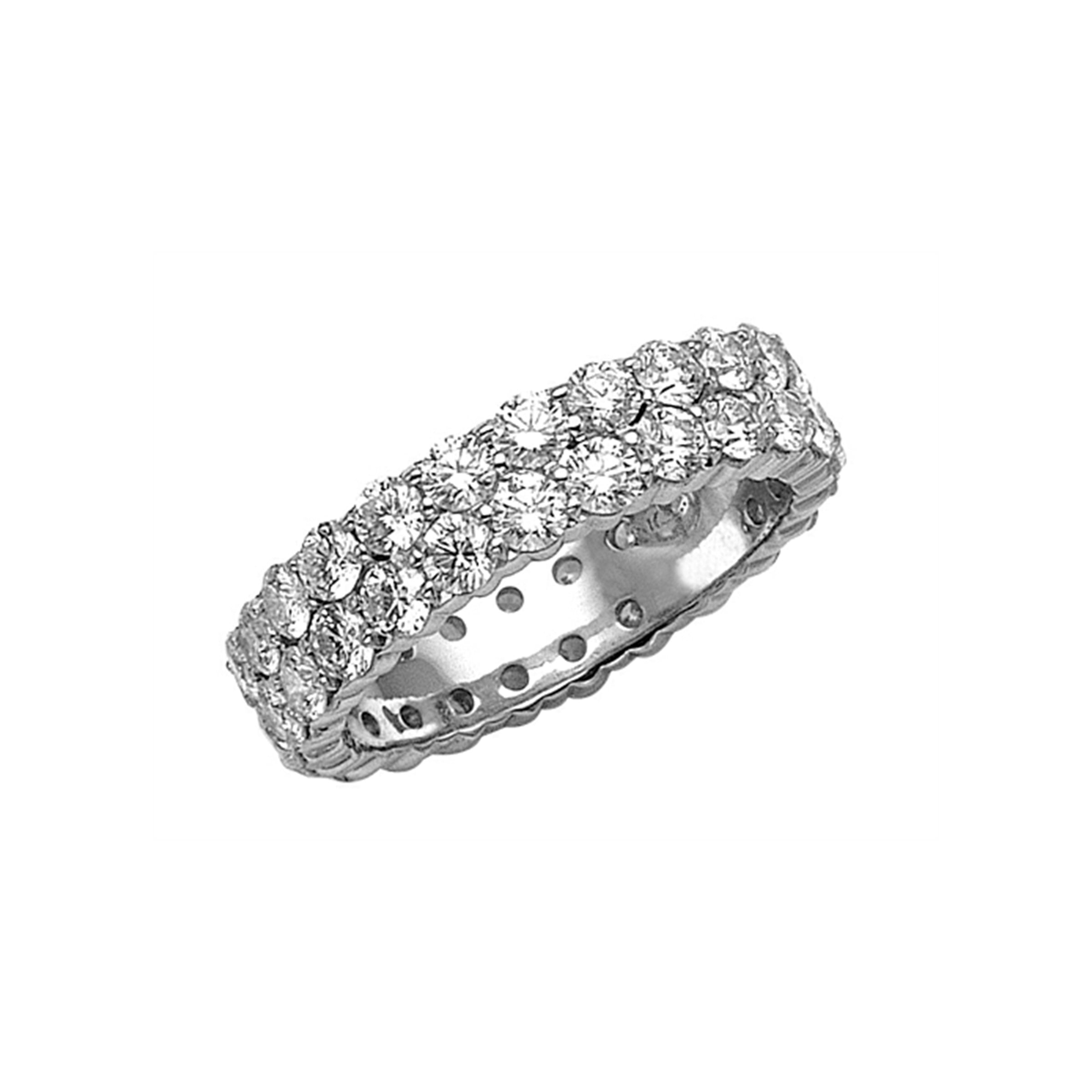 18K White Gold Double Row Diamond Eternity Band, 3.30 Carats