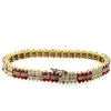 Ruby & Diamond Double Alternating Row Tennis Bracelet 18K Yellow Gold