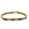 Ruby & Diamond Double Alternating Row Tennis Bracelet 18K Yellow Gold